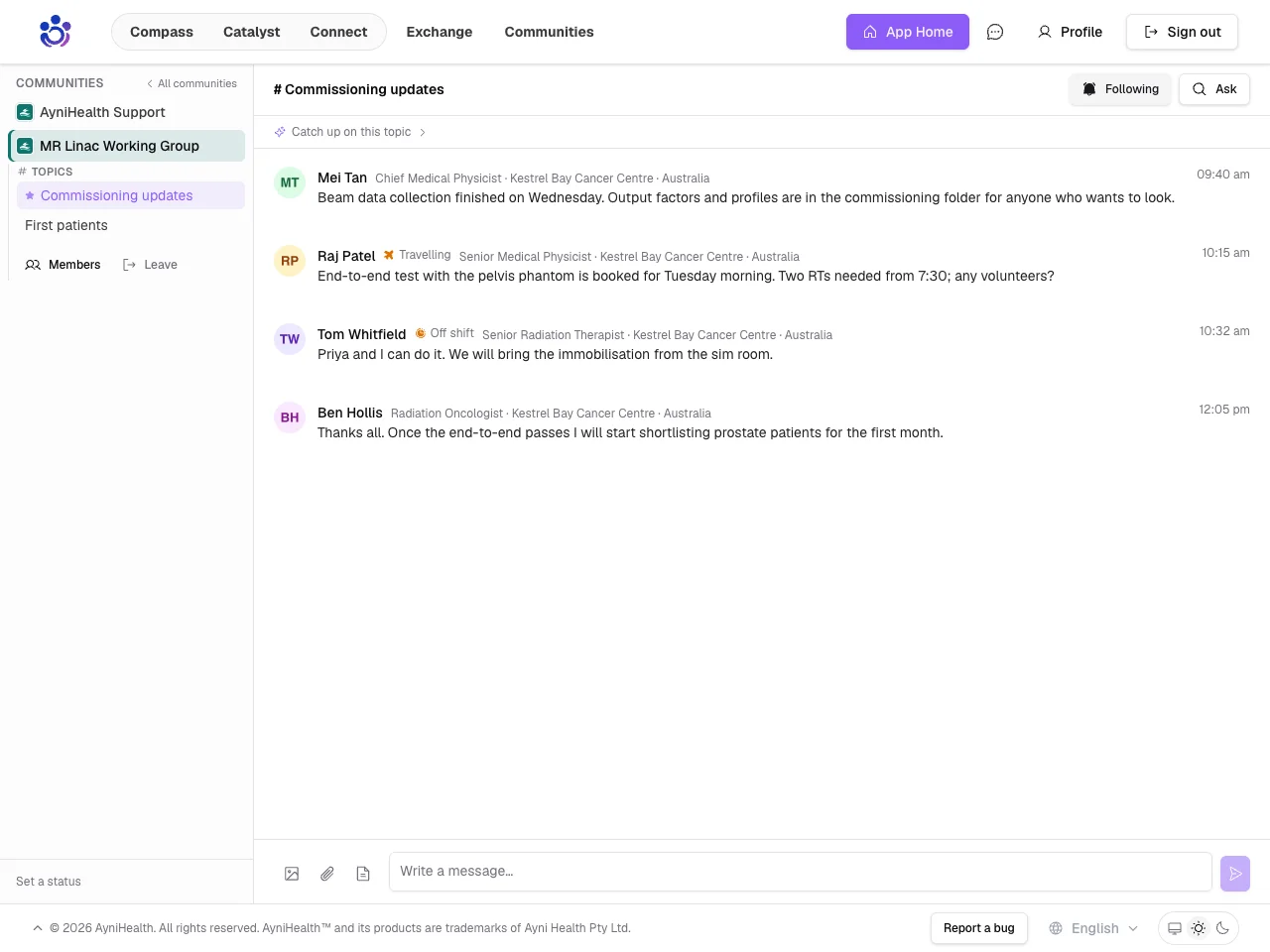 Statuses beside authors' names in a community