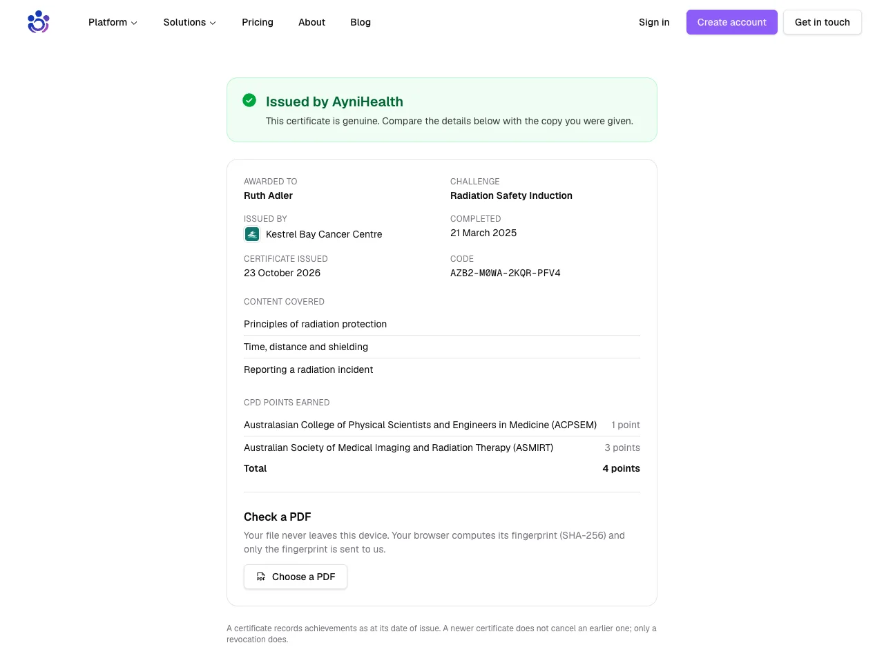 A kept certificate still verifies after its holder deleted their account