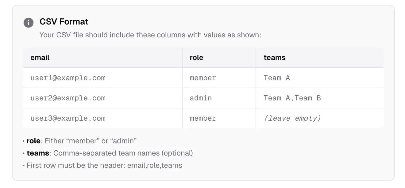 CSV format guide